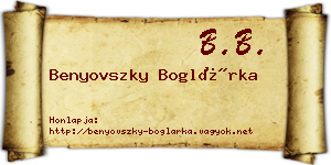 Benyovszky Boglárka névjegykártya